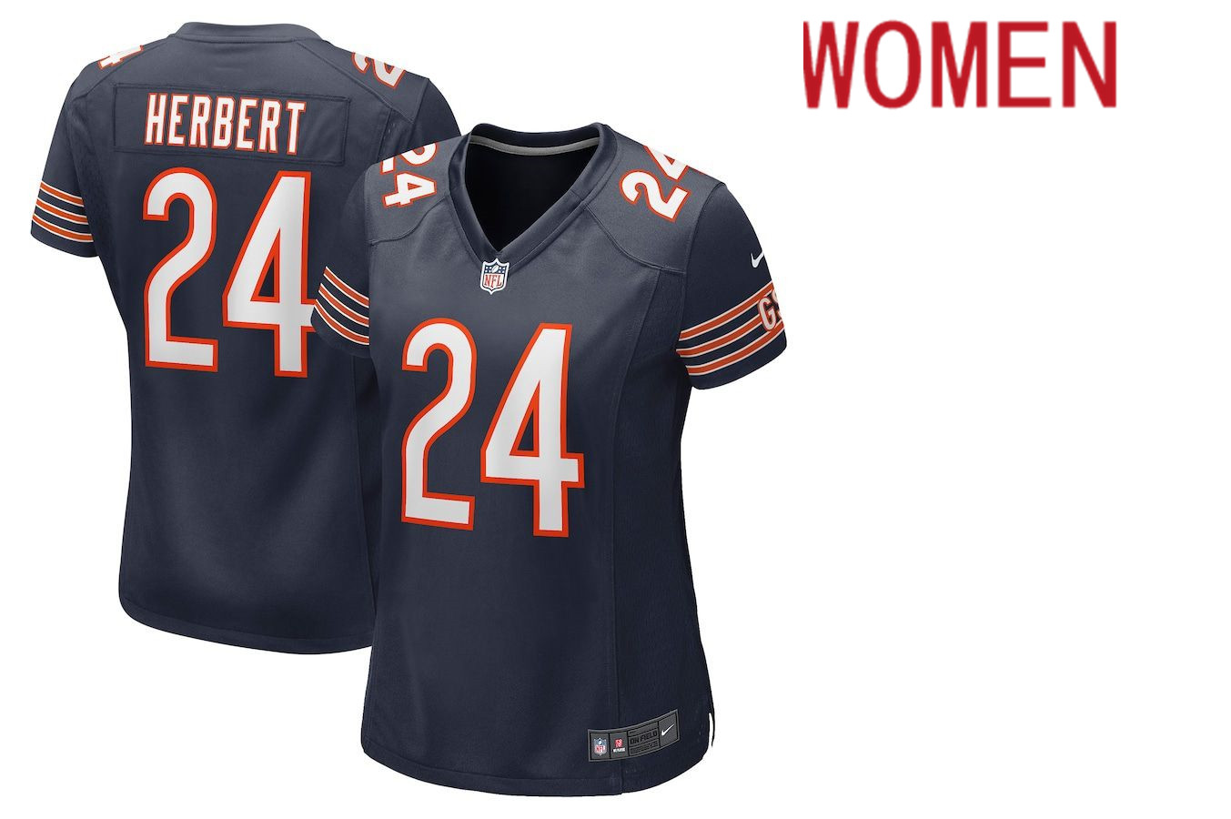 Women Chicago Bears #24 Khalil Herbert Nike Navy Game NFL Jersey